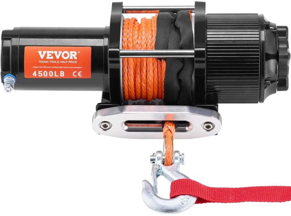 ATV/UTV elektrinė gervė, 2041 kg, sintetinis lynas, nuotolinis valdymas, 12V, bekelės gelbėjimui, visureigiams, keturračiams