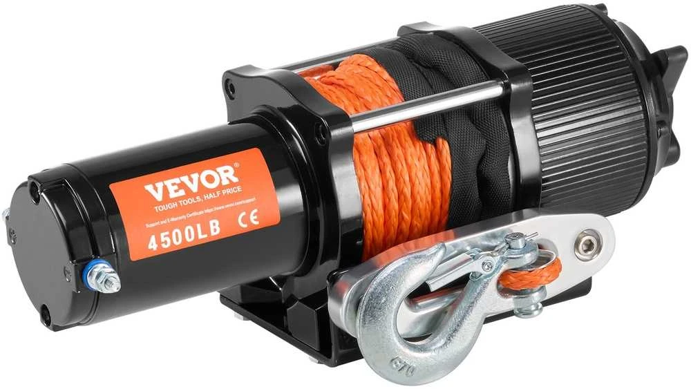ATV/UTV elektrinė gervė, 2041 kg, sintetinis lynas, nuotolinis valdymas, 12V, bekelės gelbėjimui, visureigiams, keturračiams