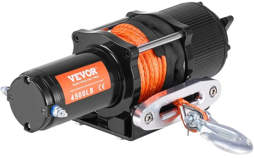 ATV/UTV elektrinė gervė, 2041 kg, sintetinis lynas, nuotolinis valdymas, 12V, bekelės gelbėjimui, visureigiams, keturračiams