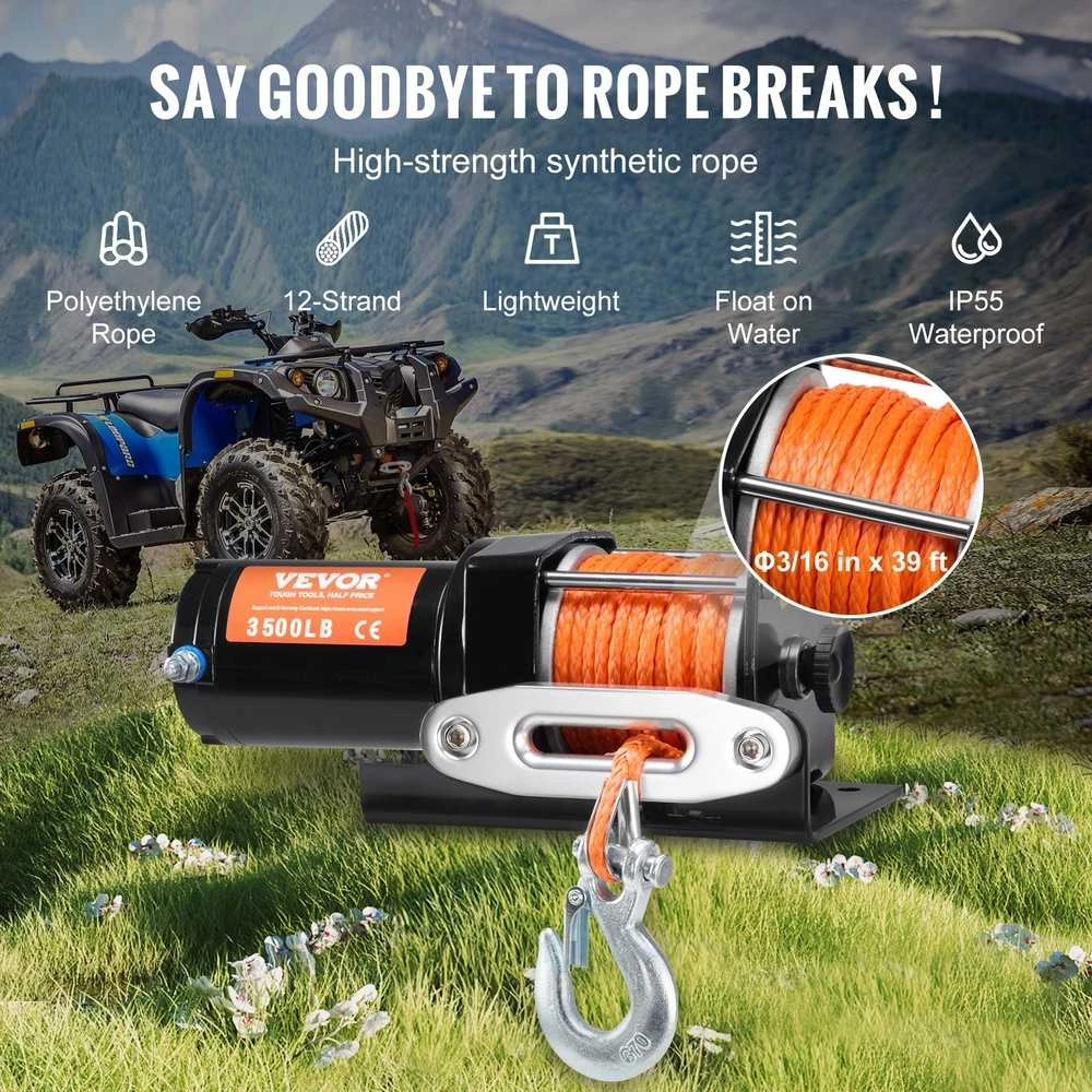 ATV UTV Elektrinė Gervė, Sintetinis Lynas, Atspari Vandeniui, Laidinis Nuotolinio Valdymo Pultas, Didelio Galingumo Gervė Visureigiams, Transporto Priemonių Atkūrimo Gervė