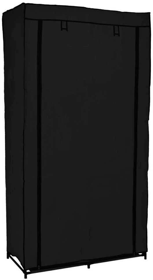 Audinio spinta su lentynomis, juoda, lengva, 170 cm, drabužių saugojimui, rūbų spinta, medžiaginė spinta, portatyvinė spinta
