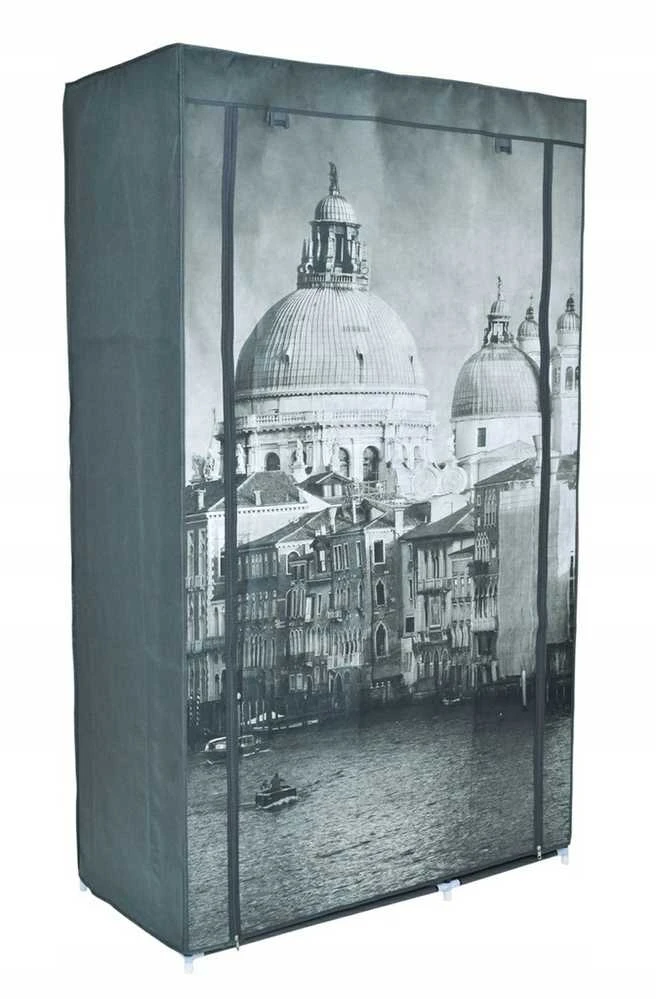 Audinio spinta su „Venice“ raštu, 8 lentynos, 100x50x170 cm, drabužių laikymo spintelė, rūbų spinta, medžiaginė spinta