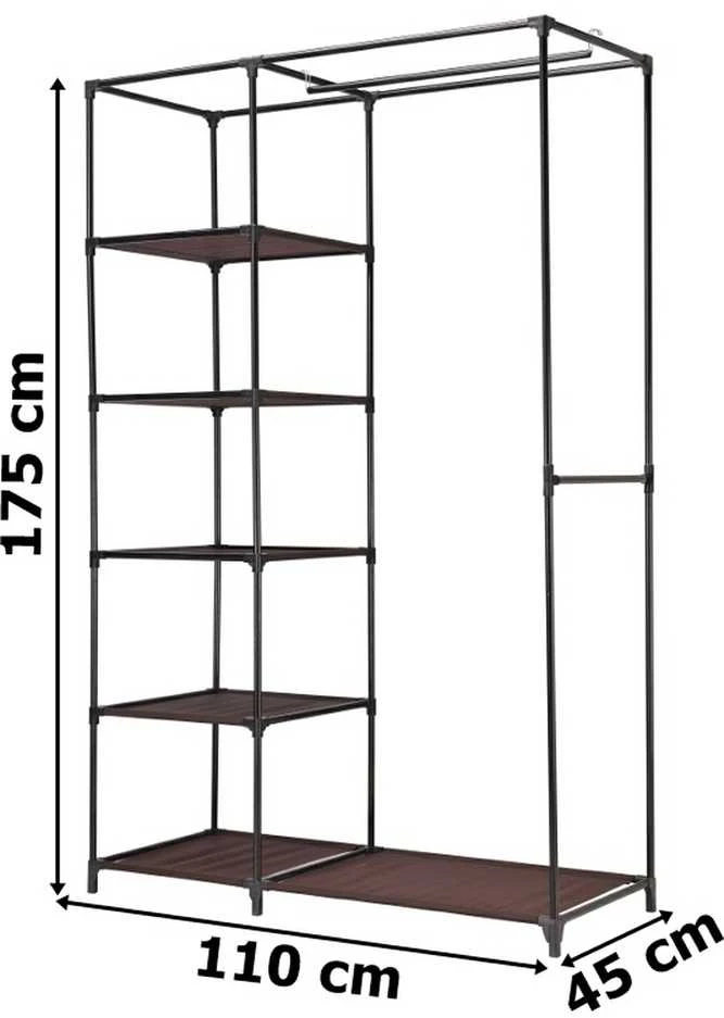 Audinio spinta tamsiai ruda, metaliniu rėmu, 110x45x175 cm, drabužių saugykla, nešiojama, sulankstoma, lengva spinta