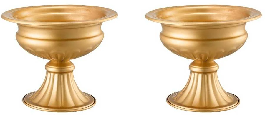 Auksinis metalinis gėlių stovas vestuvių stalui, 16 cm gėlių vaza, elegantiška vestuvių puošmena, dekoratyvinė metalinė vaza, renginių dekoras