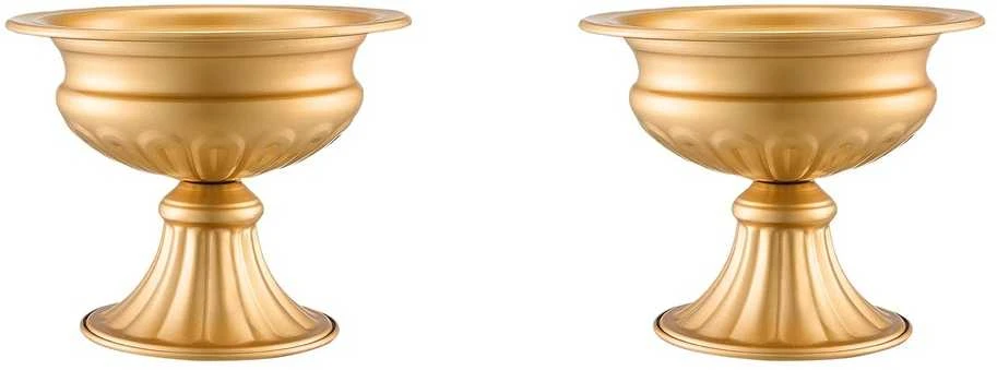Auksinis metalinis gėlių stovas vestuvių stalui, 16 cm gėlių vaza, elegantiška vestuvių puošmena, dekoratyvinė metalinė vaza, renginių dekoras