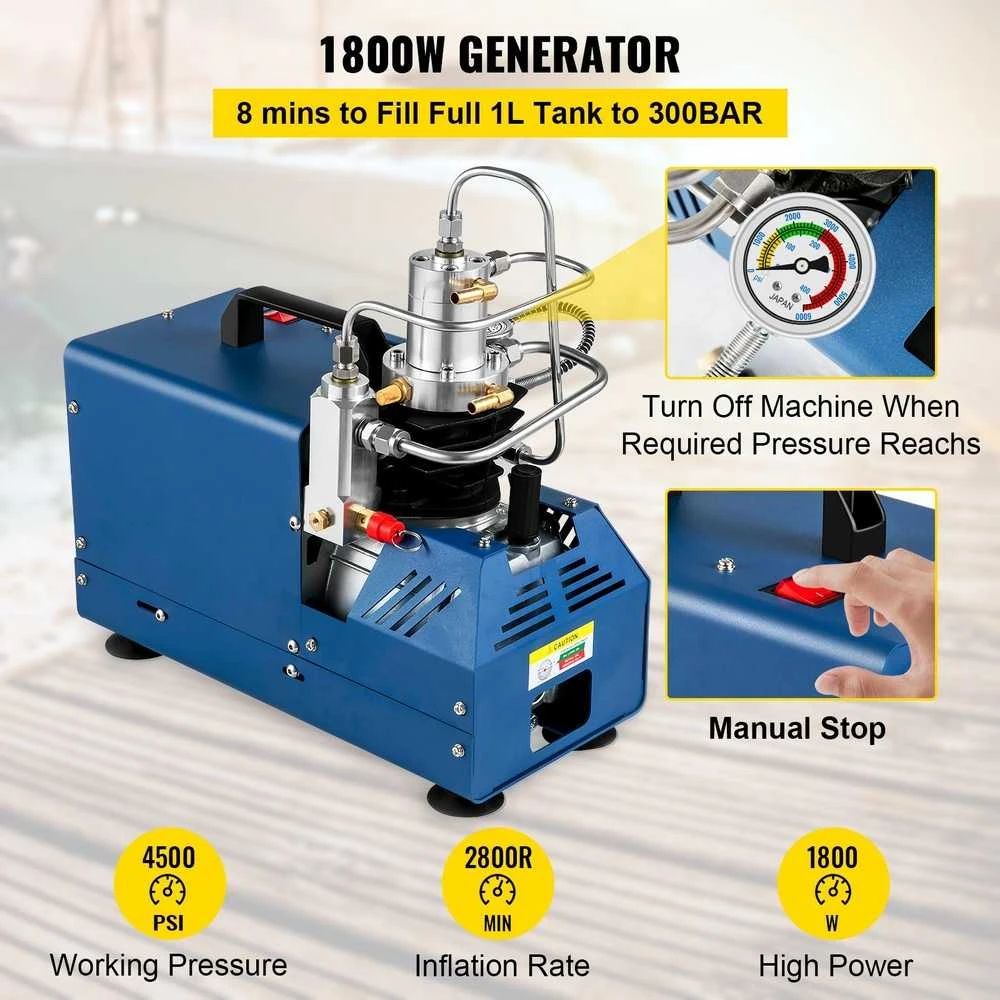VEVOR Didelio slėgio oro kompresorius 4500 PSI 1800W