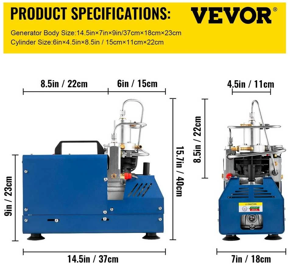 VEVOR Didelio slėgio oro kompresorius 4500 PSI 1800W