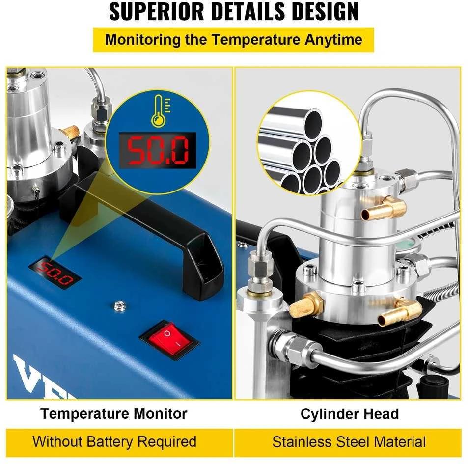 Aukšto slėgio oro kompresorius, 4500 PSI, su automatiniu sustabdymu, skirtas dažasvydžio oriniam šautuvui