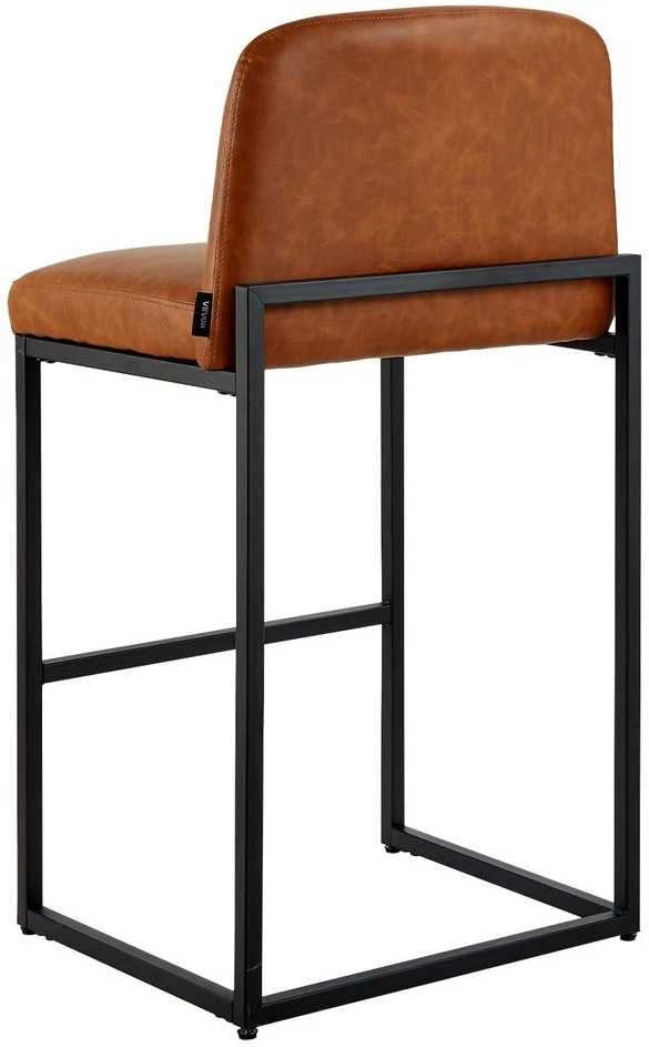 Aukštos baro taburetės, 4 vnt. komplektas, 68 cm PU odos virtuvės salos kėdės, modernios su atlošu, metalinėmis kojomis, rudos be porankių baro kėdės valgomajam