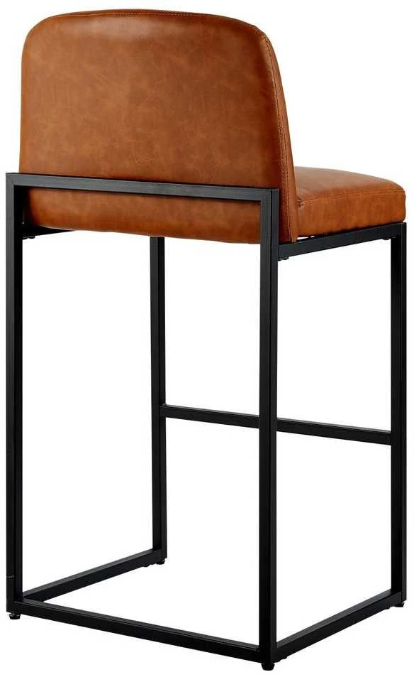 Aukštos baro taburetės, 4 vnt. komplektas, 68 cm PU odos virtuvės salos kėdės, modernios su atlošu, metalinėmis kojomis, rudos be porankių baro kėdės valgomajam
