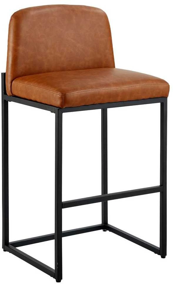 Aukštos baro taburetės, 4 vnt. komplektas, 68 cm PU odos virtuvės salos kėdės, modernios su atlošu, metalinėmis kojomis, rudos be porankių baro kėdės valgomajam