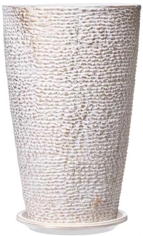 Aukštų vazonų rinkinys, 2 vnt., apvalūs kūginiai augalų vazonai, 53 cm lauko ir vidaus augalams, smėlio ir baltos spalvos augalų konteineriai