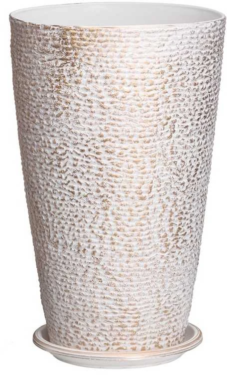 Aukštų vazonų rinkinys, 2 vnt., apvalūs kūginiai augalų vazonai, 53 cm lauko ir vidaus augalams, smėlio ir baltos spalvos augalų konteineriai