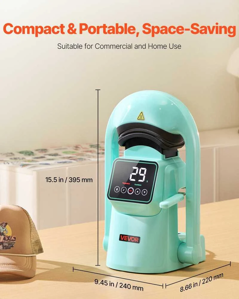 Automatinė kepurių terminio presavimo mašina, kepurių spausdinimui, su jutikliniu ekranu, automatiniu atleidimu, puikiai tinka „pasidaryk pats“ kepurių personalizavimui