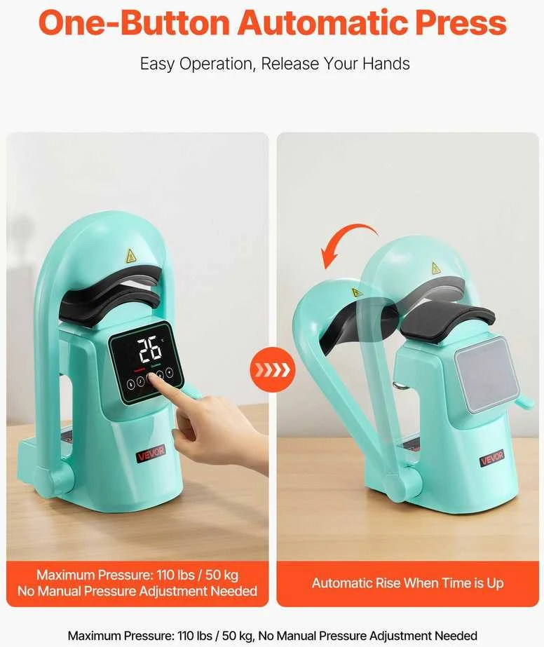 Automatinė kepurių terminio presavimo mašina, kepurių spausdinimui, su jutikliniu ekranu, automatiniu atleidimu, puikiai tinka „pasidaryk pats“ kepurių personalizavimui