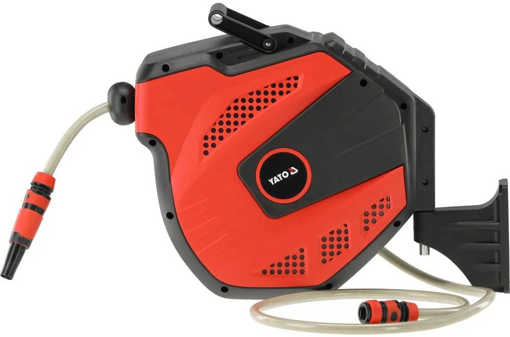 Automatinė vandens žarnos ritė 15 m, su UV atsparumu, sodo žarnos ritė, PVC vandens žarna, prie sienos montuojama žarnos ritė