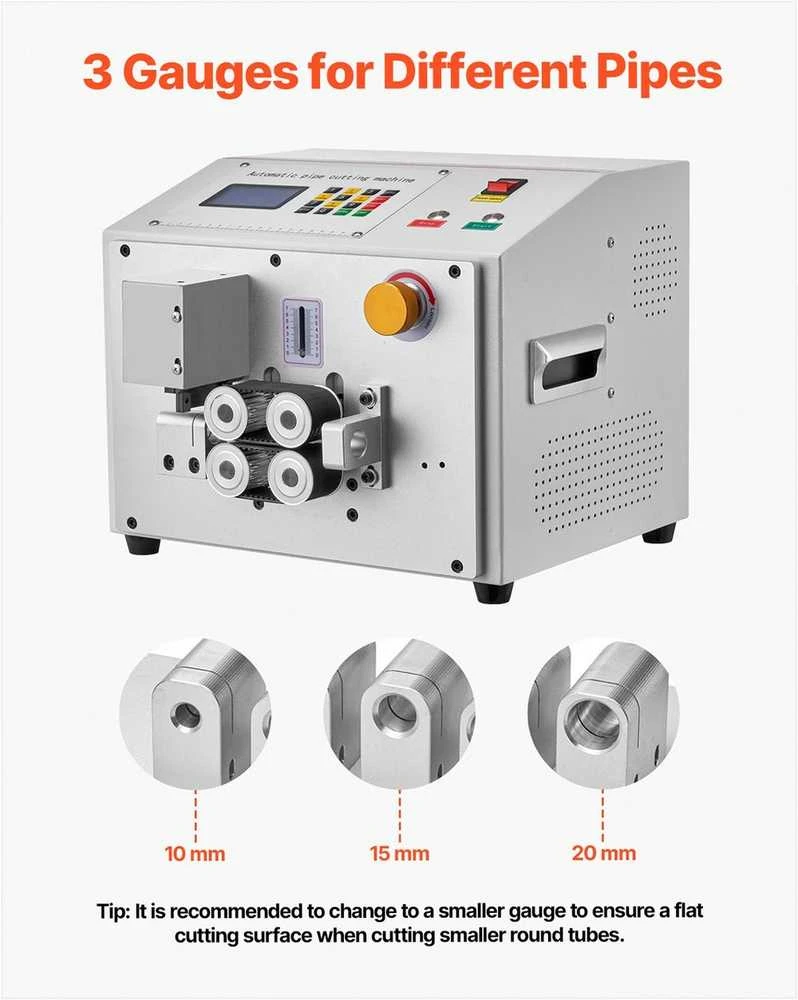 Automatinis termovamzdelių pjoviklis, PVC PE silikoniniams vamzdeliams, su LCD ekranu, 1mm-20mm pjovimo skersmuo, vamzdžių pjovimo staklės, automatinis vamzdelių pjovimo įrenginys