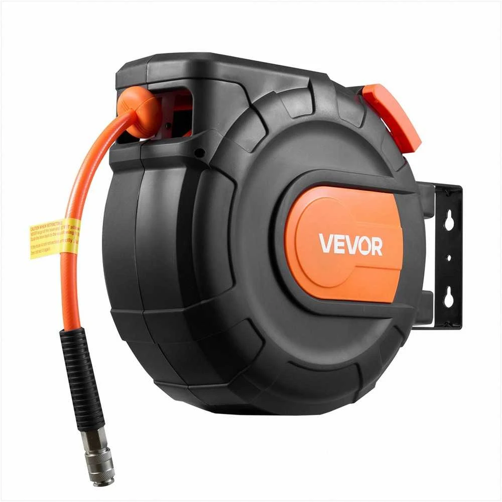 Automatiškai susivyniojanti oro žarnos ritė, 15m PVC žarna, automatinis pervyniojimas, 180° pasukamas laikiklis garažams dirbtuvėms, oro kompresoriaus žarnos ritė, sieninė lubinė žarnos ritė, pneumatinė žarna