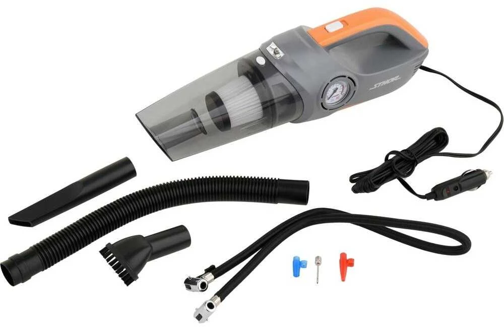 Automobilinis dulkių siurblys su kompresoriumi, 12V 80W, belaidis dizainas, HEPA filtras, LED lemputė