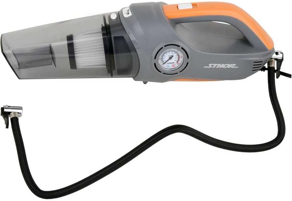 Automobilinis dulkių siurblys su kompresoriumi, 12V 80W, belaidis dizainas, HEPA filtras, LED lemputė