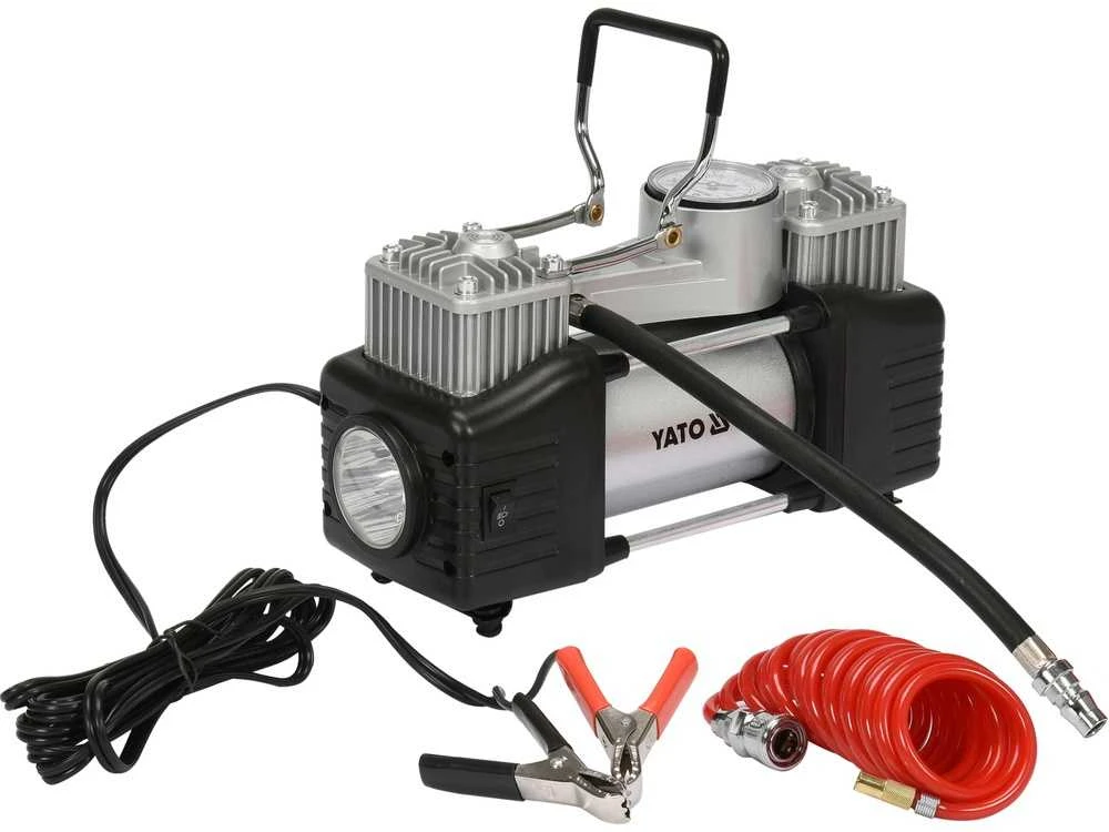 Automobilinis padangų pripūtėjas su LED, 10 bar, 12V, kompresorius, pompa