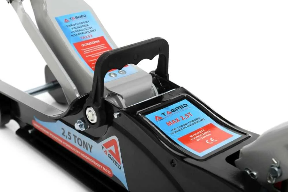 Automobilinis žemo profilio grindų domkratas, didelio našumo hidraulinis domkratas automobiliams, 2.5 tonos domkratas su guminiais padais