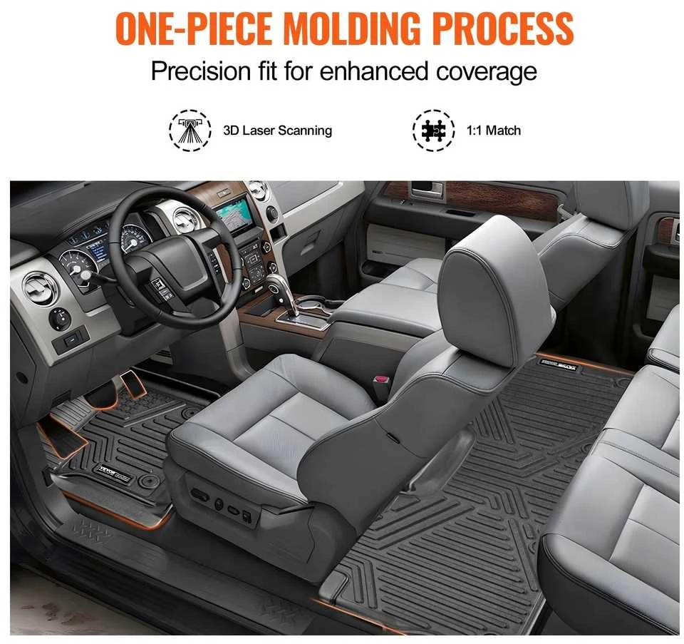Automobilio grindų kilimėliai, skirti Ford F-250, F-350, F-450, 3 dalių rinkinys, vandeniui atsparūs automobilio grindų kilimėliai, neslystantys automobilio grindų kilimėliai