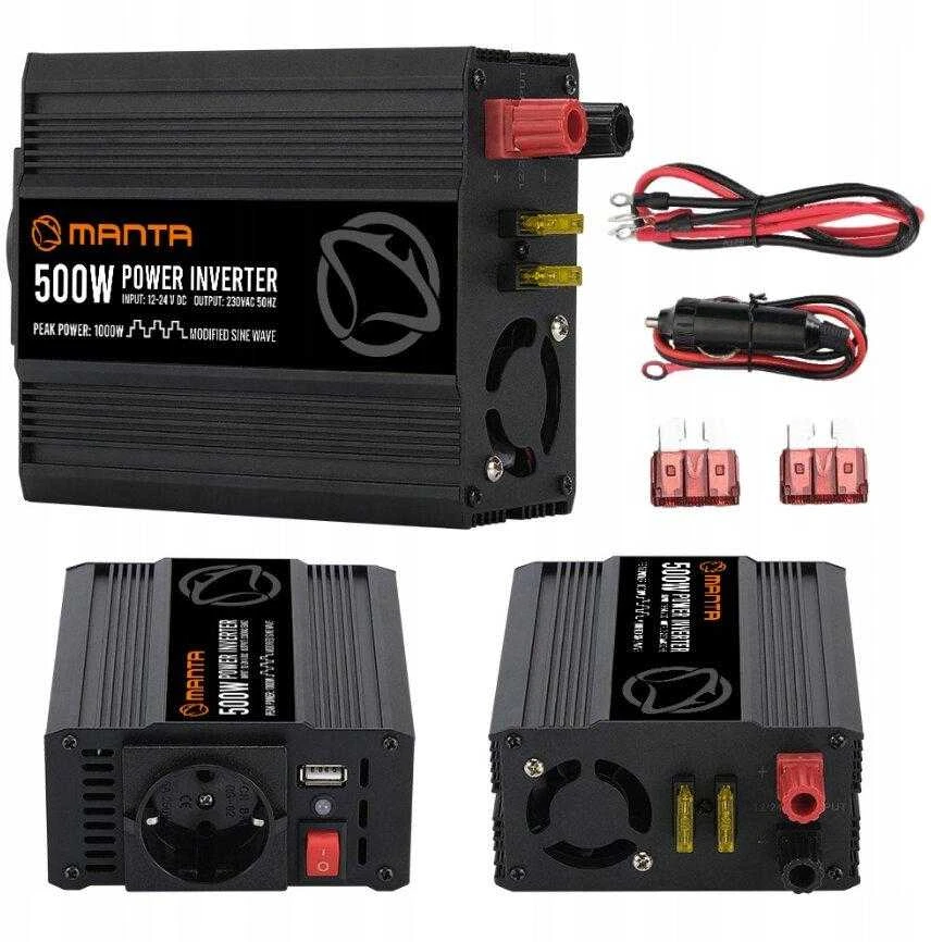 Automobilio įtampos keitiklis Manta, 500W