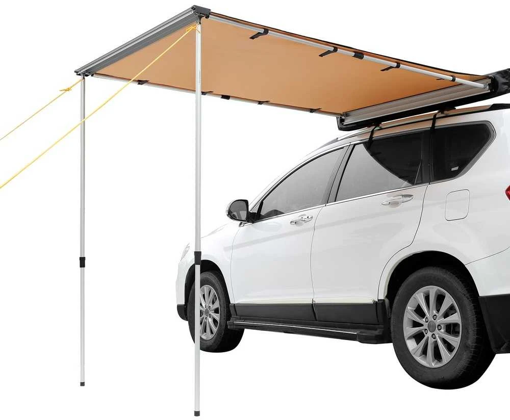 Automobilio šoninė stoginė 1.4x2m: vandeniui atspari, ištraukiama markizė, palapinė automobiliui, SUV, pikapui.