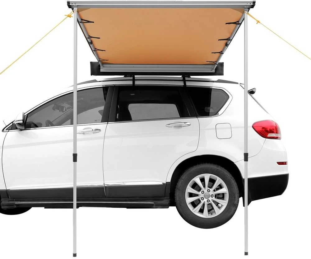 Automobilio šoninė stoginė 1.4x2m: vandeniui atspari, ištraukiama markizė, palapinė automobiliui, SUV, pikapui.