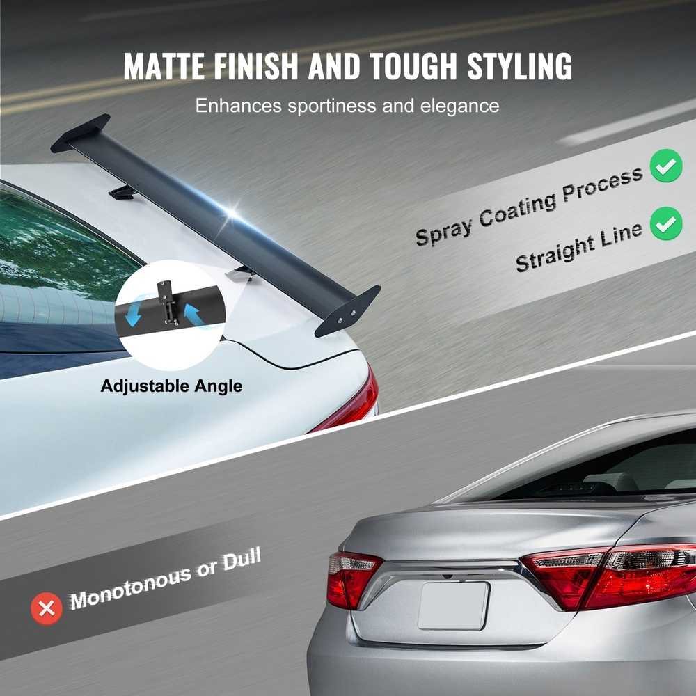 Automobilio spoileris, GT sparnas, universalus vieno denio, reguliuojamas lengvas aliuminis, juodas lenktyninis spoileris JDM drift