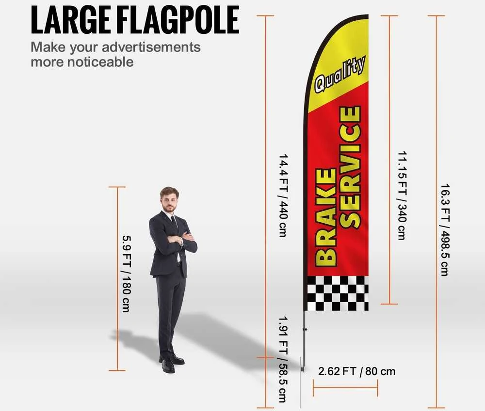 Automobilių remonto reklaminė vėliava su aliuminio stiebu, nešiojama, renginiams, parodoms, lauko reklamai