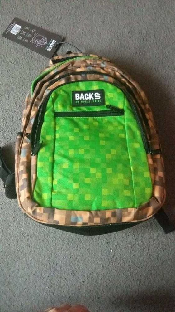 Back up Mokyklinė kuprinė Minecraft, žalia/ruda