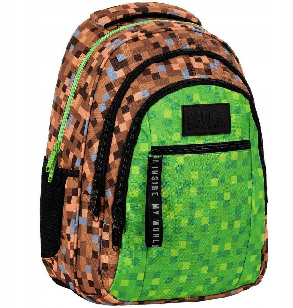 Back up Mokyklinė kuprinė Minecraft, žalia/ruda