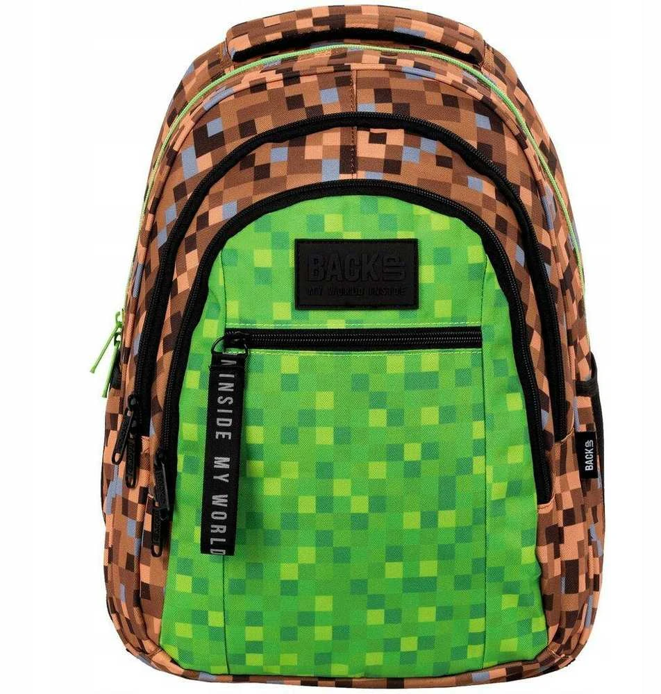 Back up Mokyklinė kuprinė Minecraft, žalia/ruda