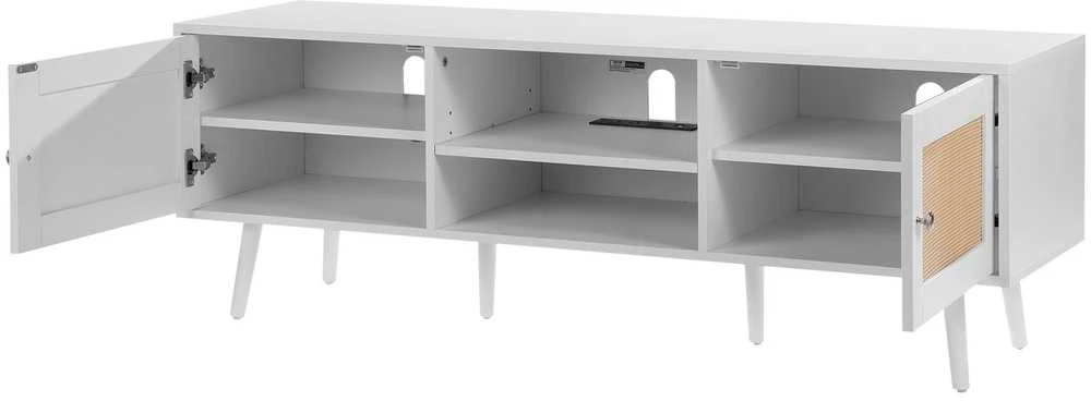 TV staliukas VEVOR Rataninė televizoriaus spintelė 65" TV su lizdu