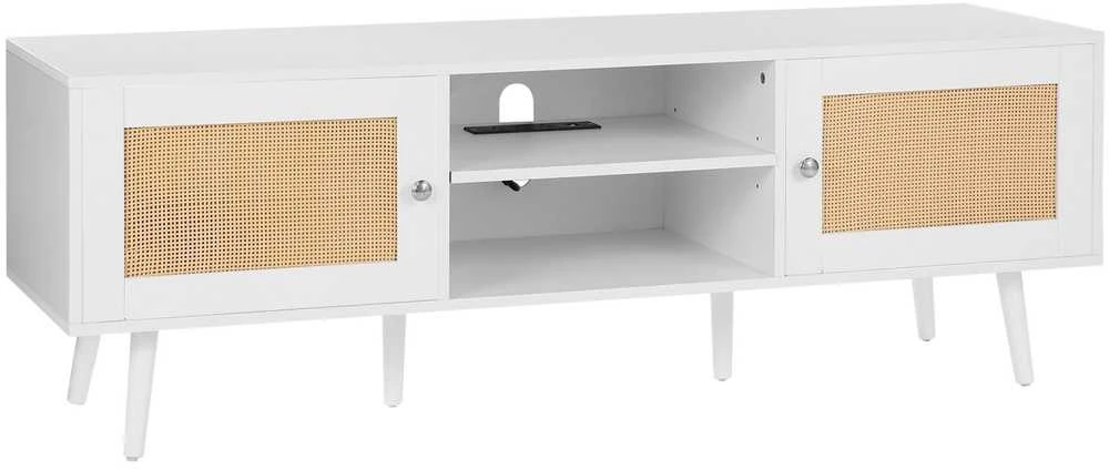 TV staliukas VEVOR Rataninė televizoriaus spintelė 65" TV su lizdu