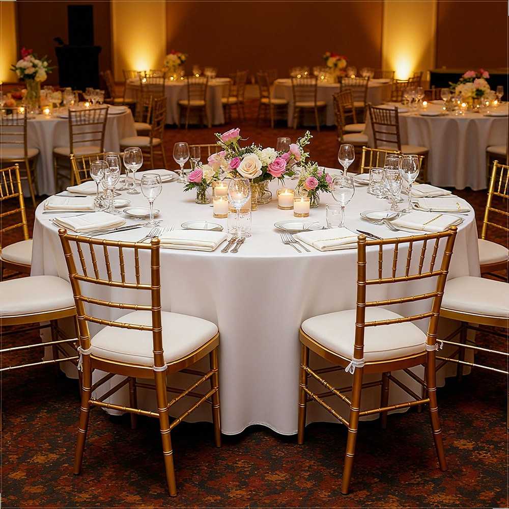 Baltos apvalios staltiesės 10 vnt., 2286 mm skersmens, dėmėms ir raukšlėms atsparios poliesterio staltiesės vestuvėms, vakarėliams, banketams, oficialiems renginiams, skalbiamos staltiesės, šventinis dekoras