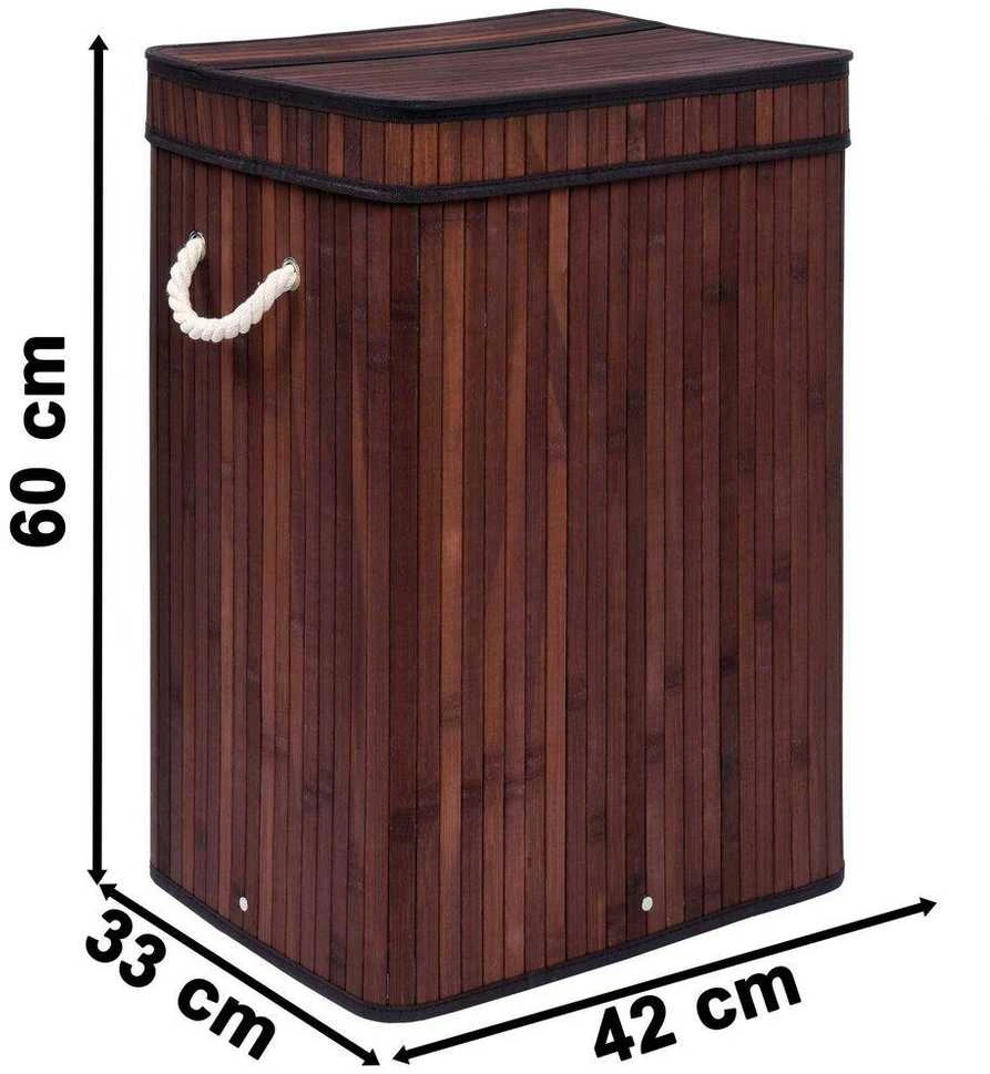 Bambuko skalbinių krepšys su dangčiu Soren 80L wenge, Bambuko skalbinių krepšys su dangčiu SOREN 80L wenge