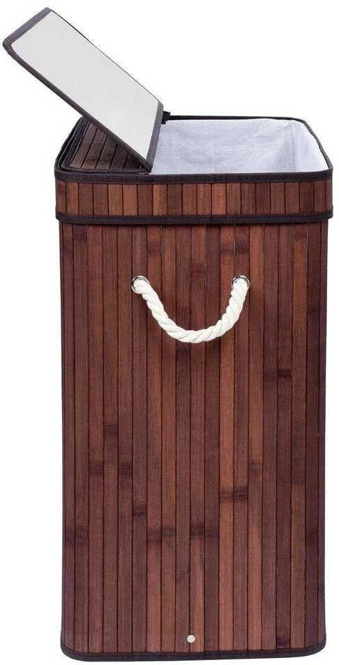 Bambuko skalbinių krepšys su dangčiu Soren 80L wenge, Bambuko skalbinių krepšys su dangčiu SOREN 80L wenge