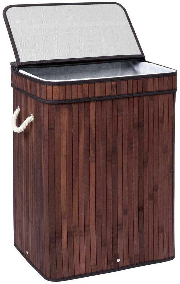 Bambuko skalbinių krepšys su dangčiu Soren 80L wenge, Bambuko skalbinių krepšys su dangčiu SOREN 80L wenge