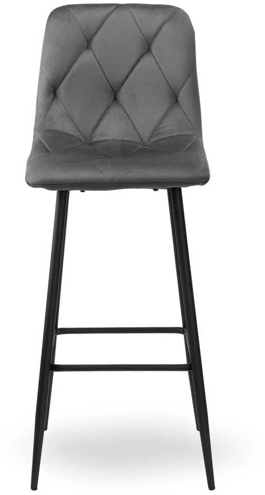 Baro kėdė, grafito velvetas, dygsniuota sėdynė, metalinės kojos, 111 cm aukščio virtuvės baro taburetė, pusbario kėdė
