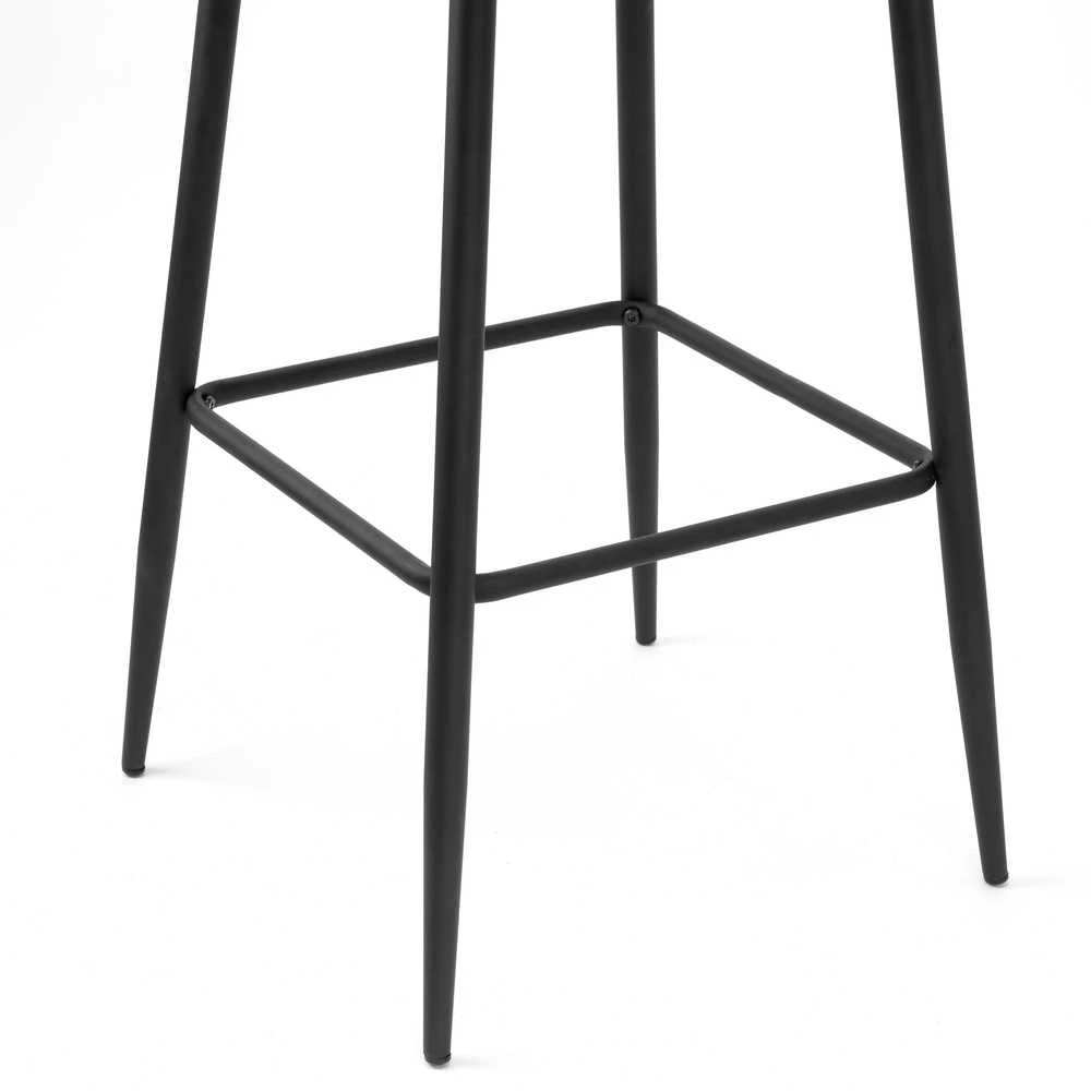 Baro kėdė, grafito velvetas, dygsniuota sėdynė, metalinės kojos, 111 cm aukščio virtuvės baro taburetė, pusbario kėdė