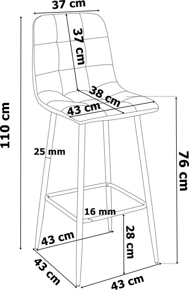 Baro kėdė Hamilton juodo aksomo, moderni, 120 kg, grafito, virtuvės baro kėdės, pusbario kėdė