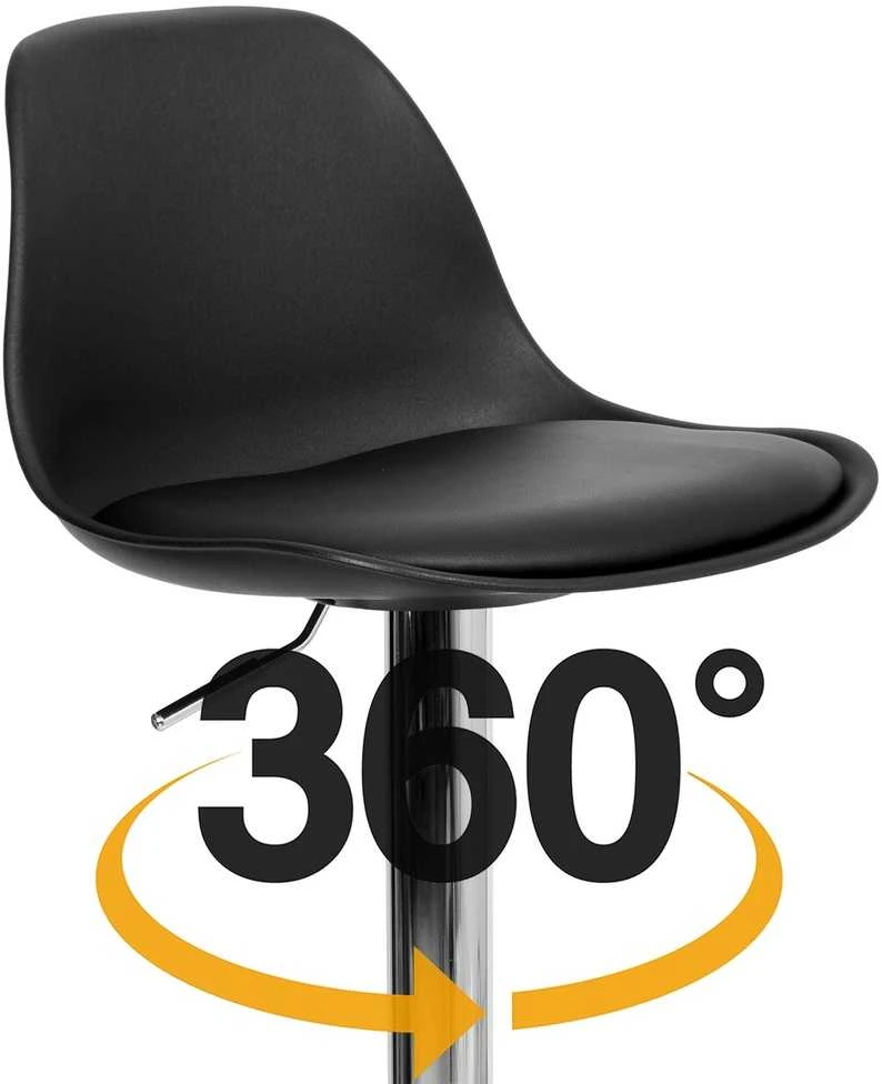 Baro kėdė juoda, reguliuojamas aukštis, 360° pasukama, virtuvės baro kėdė, pasukama kėdė, pusbario kėdė, aukšta kėdė