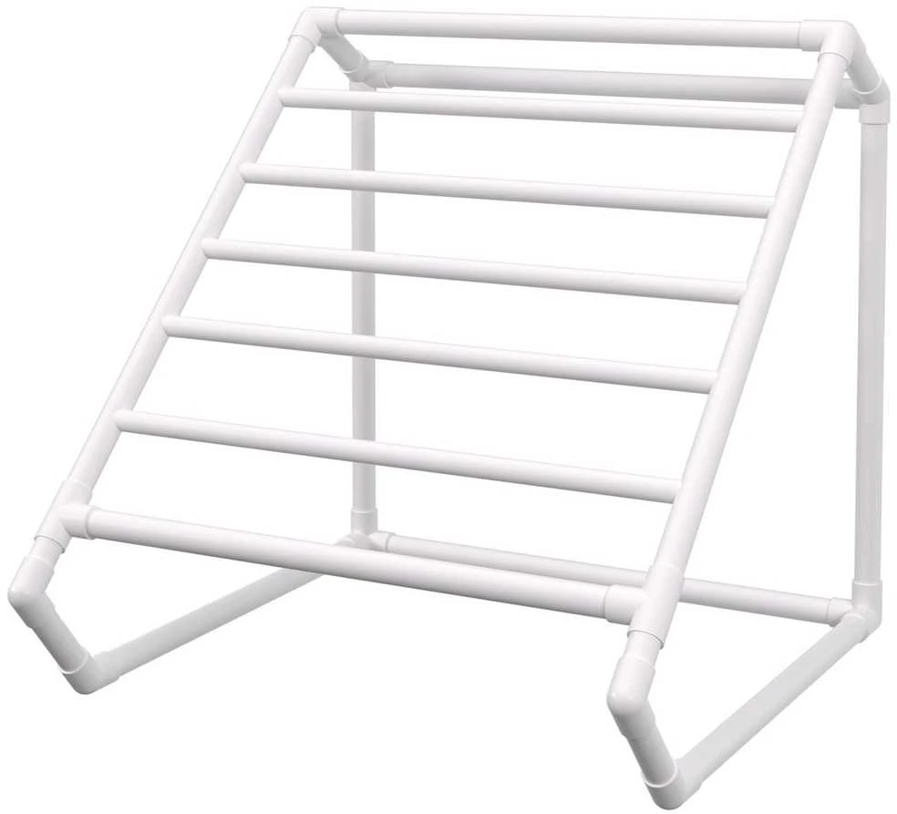 Baseino rankšluosčių stovas, trikampis, PVC, lauko, 8 rankšluosčiai