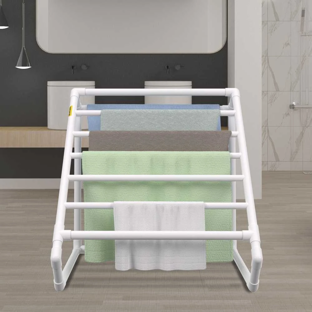 Baseino rankšluosčių stovas, trikampis, PVC, lauko, 8 rankšluosčiai