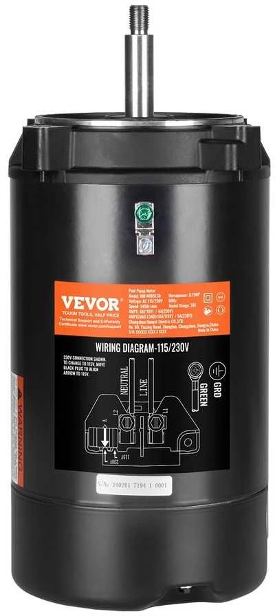 Baseino siurblio variklis, 0.75 AG, 230 V, didelis greitis 3450 aps./min., 56J flanšas, pakaitinis variklis baseino siurbliui