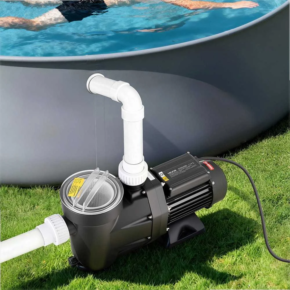Baseino siurblys antžeminiams ir įkasamiems baseinams, masažinėms vonioms, SPA, 1300W vieno greičio su 24 valandų laikmačiu ir filtro krepšiu, vandens cirkuliacijos siurblys