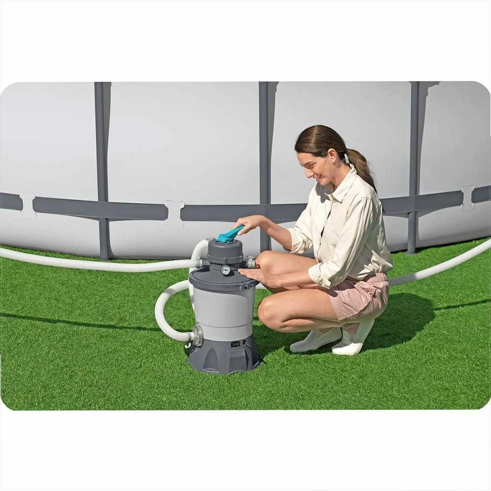 Baseino smėlio filtro siurblys, 3596 litrai per valandą, sodo baseinams, 2271 l/h sistemos srautas, 11000-16000 litrų baseino talpa